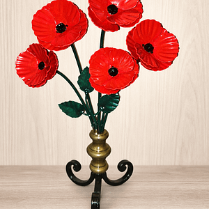 Handcrafted Wrought Iron Poppy Display