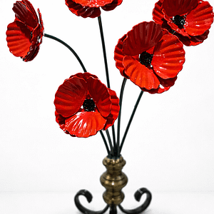 Handcrafted Wrought Iron Poppy Display